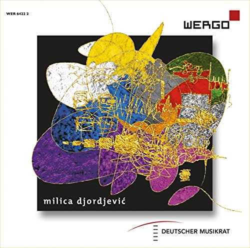 CD cover with abstract colorful artwork and artist’s name, Milica Djordjević.