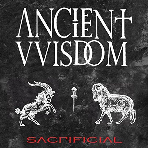 Vinyl album cover for Ancient Wisdom’s “Sacrificial” with goats and a dagger.