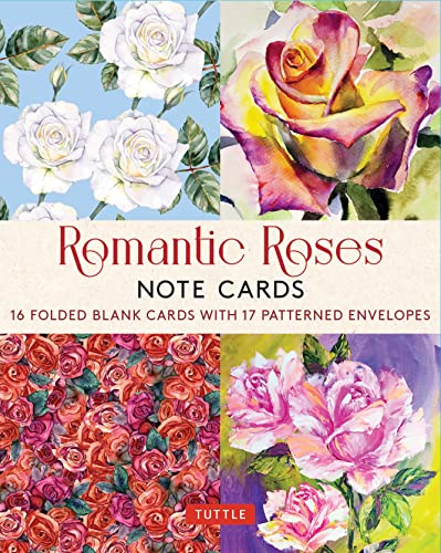 Romantic Roses, 16 Note Cards: 8 Illustrations of Painted Roses - Blank Cards With Envelopes in a Keepsake Box