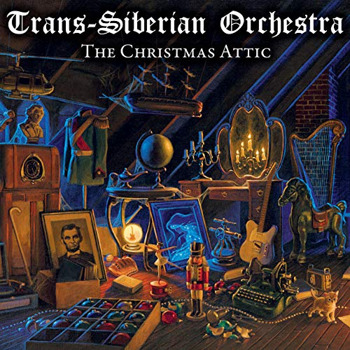 Album cover for Trans-Siberian Orchestra’s “Christmas Attic”, detailed attic scene.