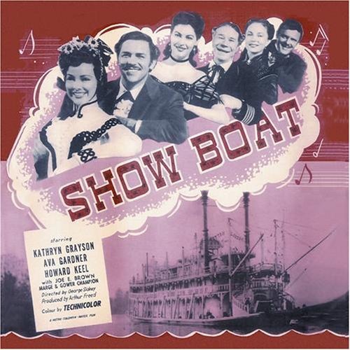 CD cover for "Show Boat" featuring cast photos and a steamboat.