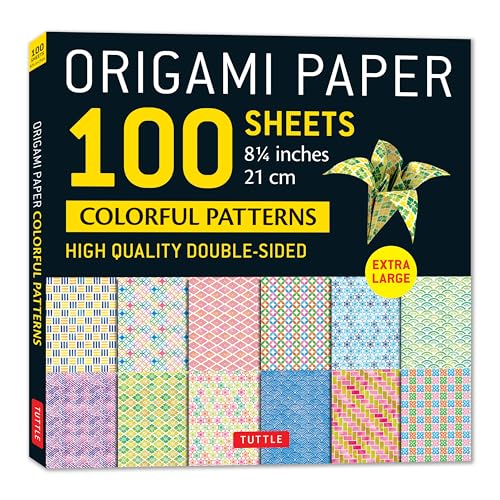 Origami Paper 100 sheets Colorful Patterns 8 1/4" (21 cm) : Extra Large Double-Sided Origami Sheets Printed with 12 Different Color Combinations (Instructions for 5 Projects Included)