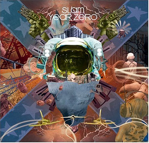 CD cover for "The Slam - Year Zero" with sci-fi collage imagery.