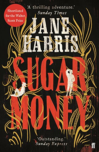 Book cover with red and black text, "Sugar Money," and illustrated foliage.