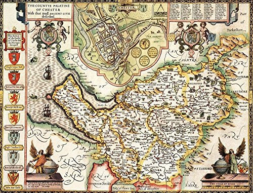 Cheshire Historical Map 1000 Piece Jigsaw Puzzle (1610). Free print!