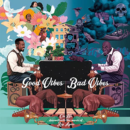 CD cover: split image with musicians, flowers, and dark, smoky figures.