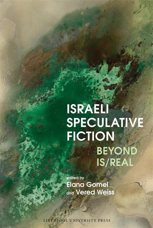 Book cover: “Israeli Speculative Fiction” with abstract green and brown art.