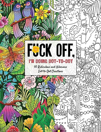 Dot-to-dot book cover with colorful floral designs and bold text.