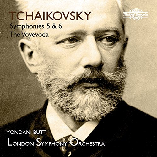 Sepia-toned portrait of composer Tchaikovsky with album title and orchestra name.