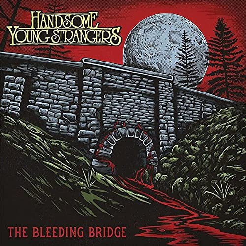 CD cover: stone bridge, moon, trees, and red liquid flowing downwards.