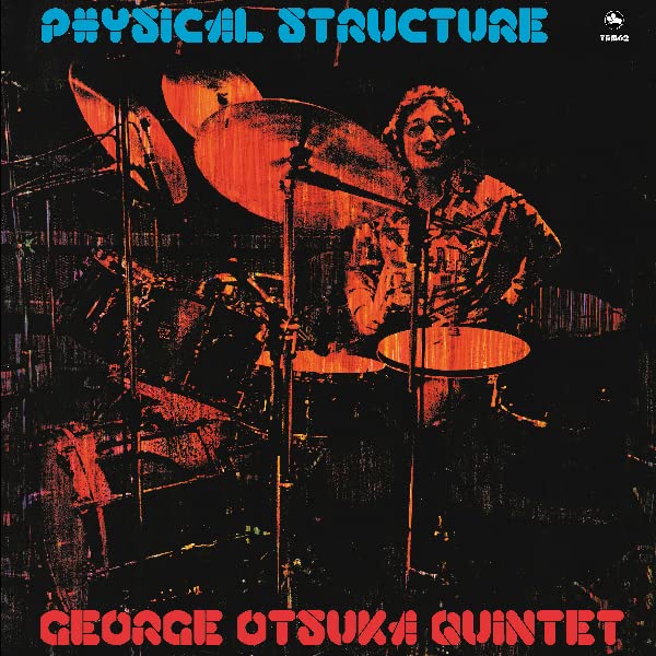 Album cover: drummer with band, abstract red and black design.