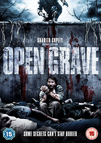 DVD cover for "Open Grave" featuring a man emerging from a grave.