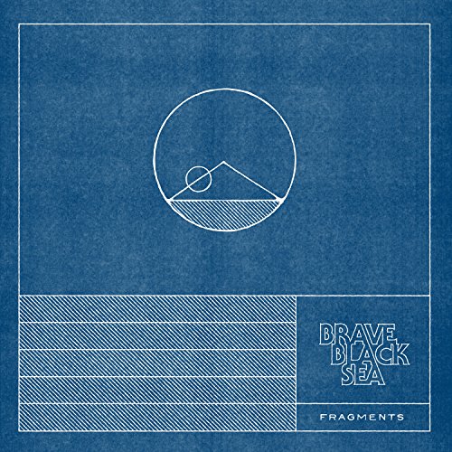 Blue vinyl record cover with white line drawing of mountains and sea.