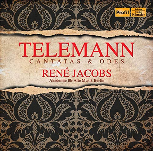 CD cover for Telemann cantatas and odes, featuring ornate floral design.