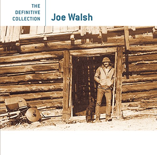 Joe Walsh album cover: sepia-toned photo of a man by a log cabin.