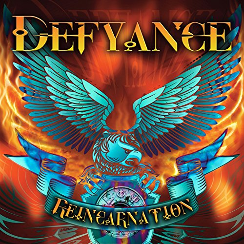 CD cover art: blue phoenix rising from flames with clock imagery.