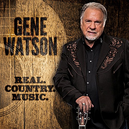 Gene Watson portrait with album title "Real Country Music" on woodgrain.