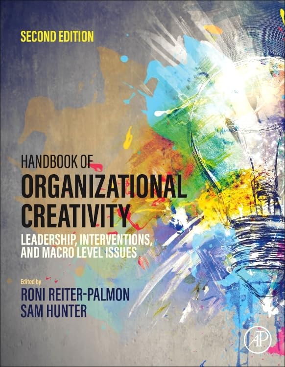 Book cover: "Handbook of Organizational Creativity," second edition, with abstract art.