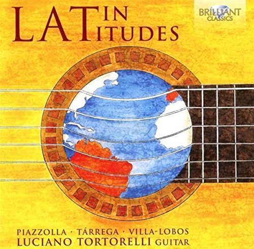 CD cover: globe image with guitar strings, titled “Latin Latitudes”.