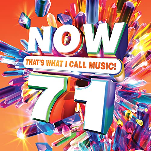 “NOW 71” album cover with bold text and colorful crystal shards.