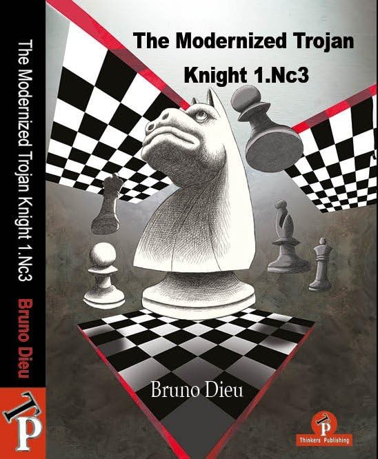Chess book cover featuring a knight piece and checkered floor design.