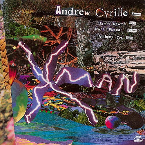 CD cover for "X-Man" by Cyrille Andrew, featuring abstract purple lightning.