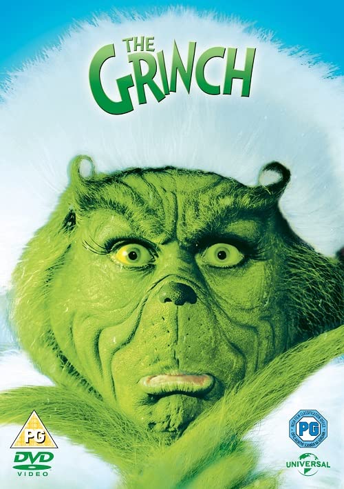 DVD cover for "The Grinch" featuring Jim Carrey as the green character.