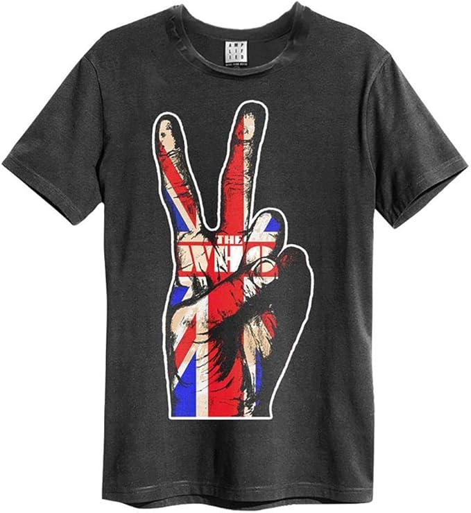 The Who Union Jack Hand Amplified Vintage Charcoal Large T Shirt