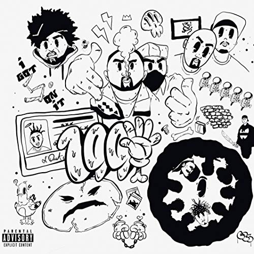 Black and white album cover featuring cartoon figures and bold lettering.