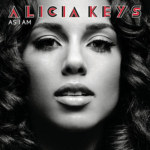 Alicia Keys' "As I Am" CD cover, black and white portrait.