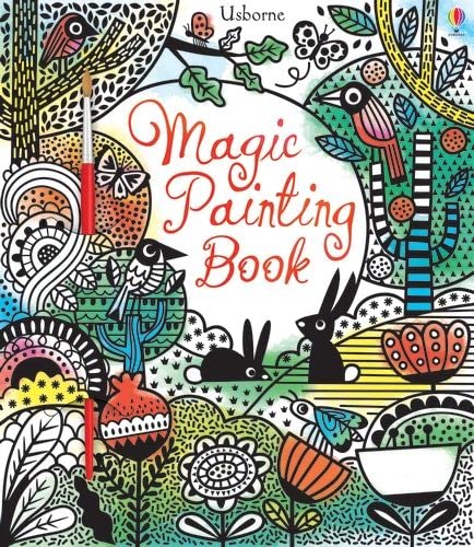 Cover of “Magic Painting Book” with colorful illustrations and a paintbrush.