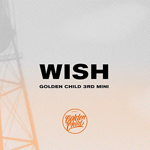 CD cover for Golden Child's "Wish" with abstract orange and white design.