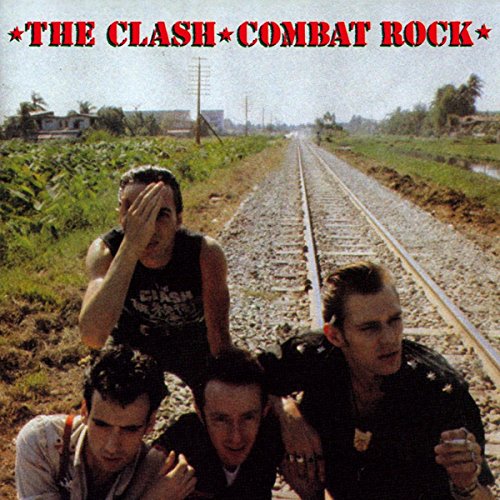 The Clash’s “Combat Rock” vinyl album cover with figures by a railway.