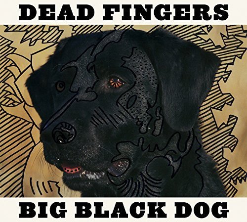 CD cover: black dog portrait with halftone and graphic lines.