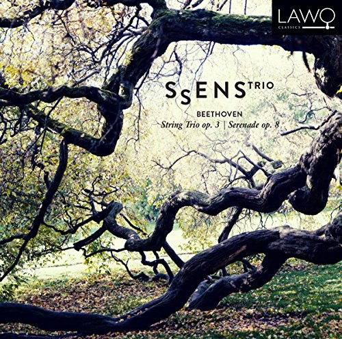 CD cover with tree branches, text “Ssens Trio - Beethoven”.