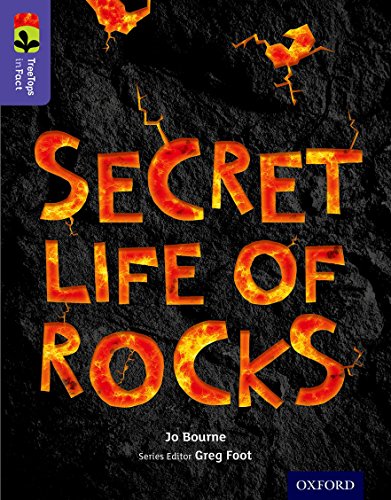 Book cover: “Secret Life of Rocks” with fiery rock imagery.