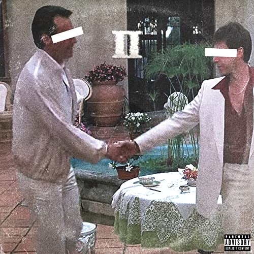 Album cover for Benny The Butcher’s “Plugs I Met 2” featuring two men shaking hands.