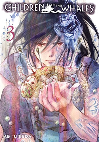 Manga cover: man holding a small, arrow-pierced figure in water.