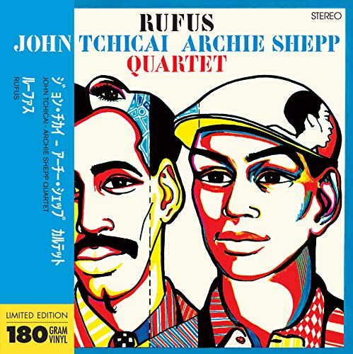 Album cover art featuring stylized, colorful portraits of two men with a blue obi.
