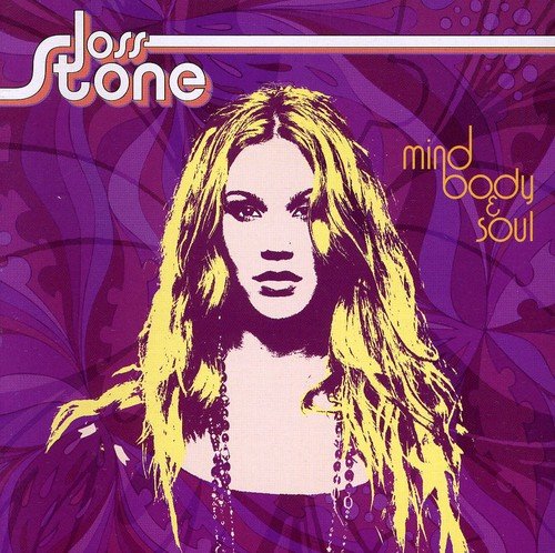 Joss Stone album cover: portrait with purple and yellow psychedelic design.
