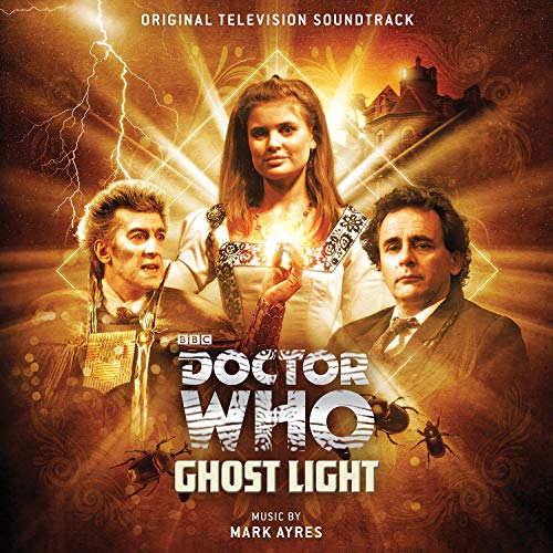 Doctor Who “Ghost Light” vinyl album cover featuring characters and a spooky manor.