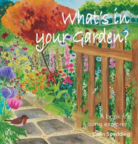 Colorful children’s book cover depicting a garden scene with flowers and a butterfly.
