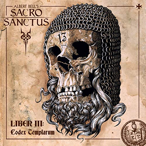 CD cover: Skull wearing chainmail coif, with beard and number 13.