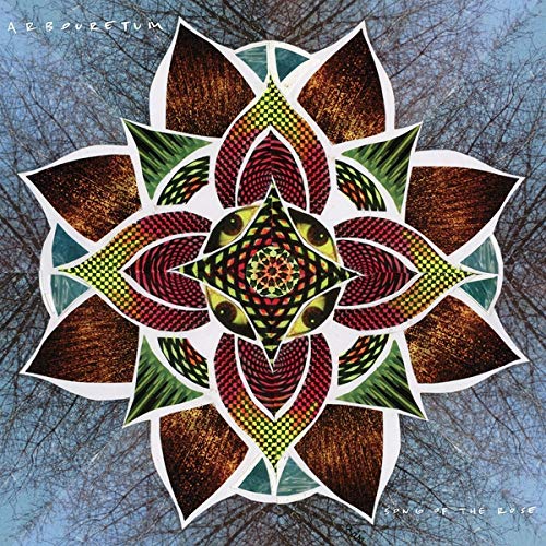 CD cover with a colorful, geometric floral design against a dark background.