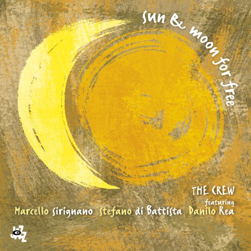 CD cover with yellow sun and crescent moon shapes, text details artists.