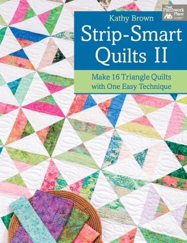 Book cover featuring a colorful, geometric triangle quilt and fabric scraps.