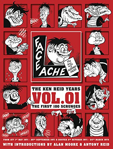 Red cover displaying multiple cartoon faces from the "Faceache" comic collection.