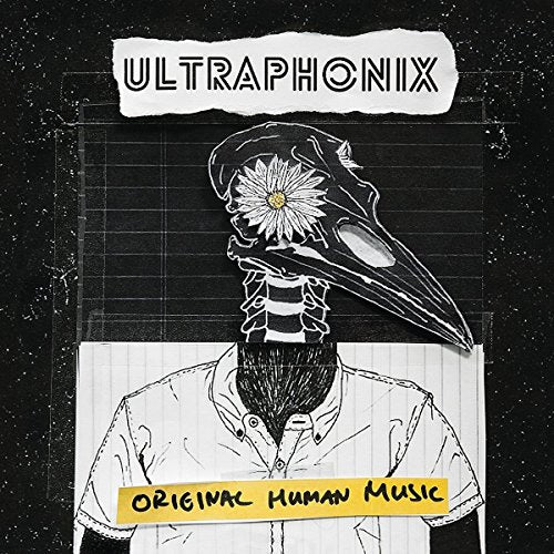 Album cover for Ultraphonix featuring a skull-headed figure in a collaged style.