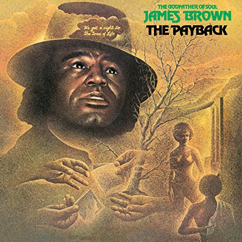James Brown's "The Payback" vinyl album cover with surreal landscape art.