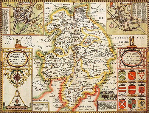 Warwickshire Historical 1610 Map 1000 Piece Puzzle